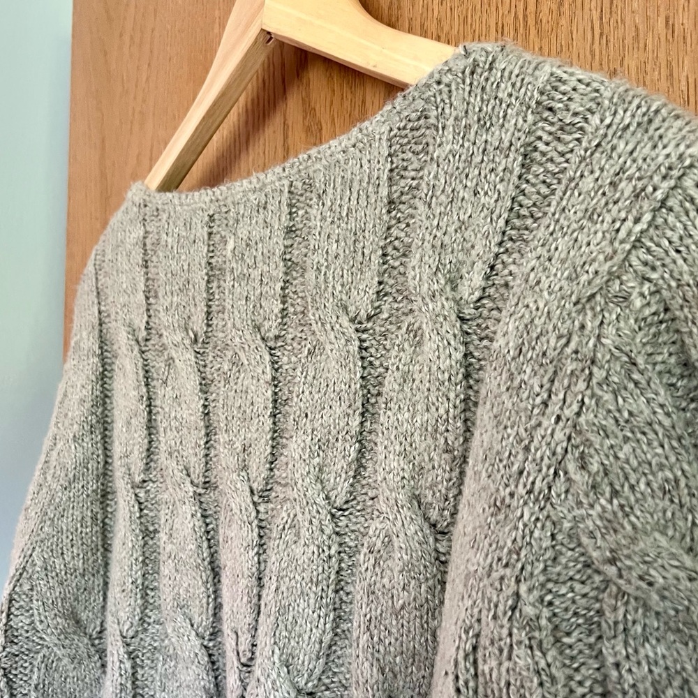 J. Jill Heathered Light Gray Cable Knit Crewneck Sweater size extra large - Picture 6 of 6
